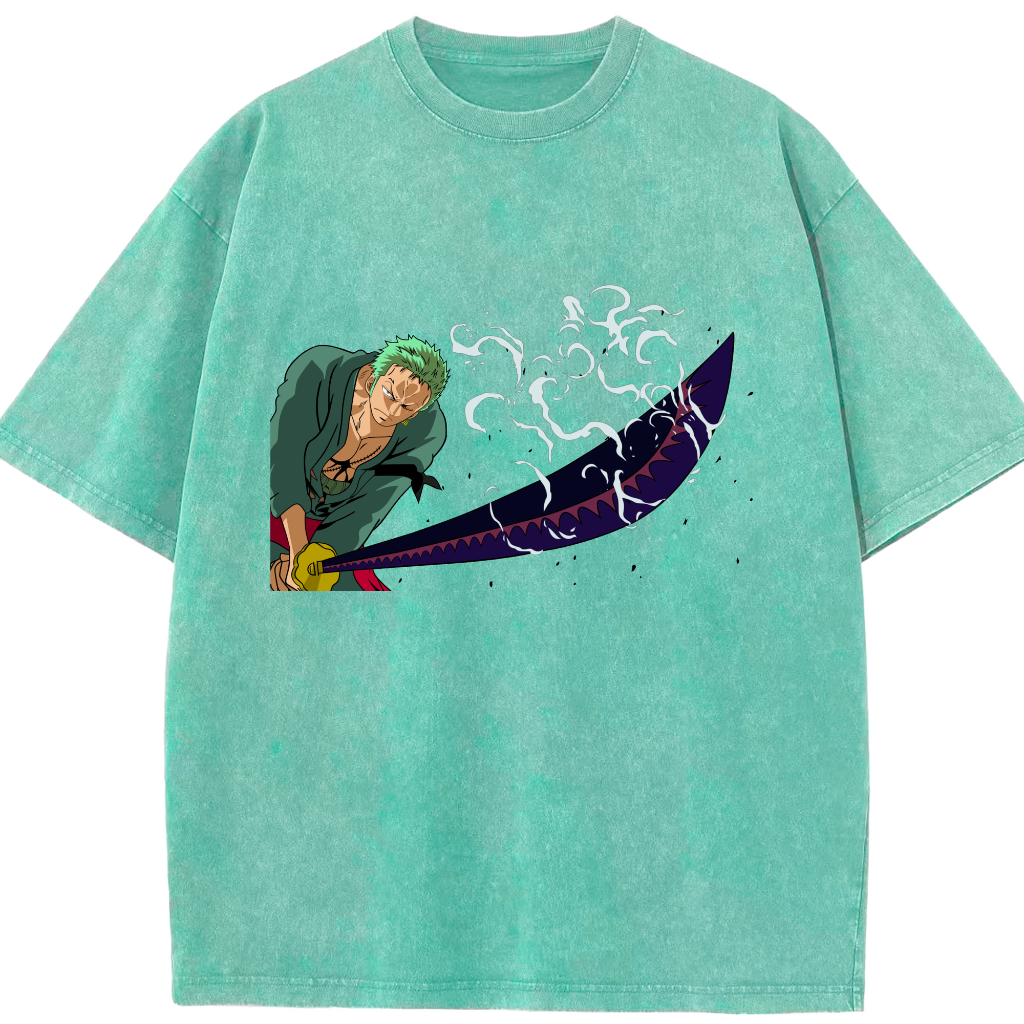ワンピース ロロノア・ゾロ ONE PIECE Roronoa Zoro 綿100% ヴィンテージ風 半袖Tシャツ（フロントプリント）
